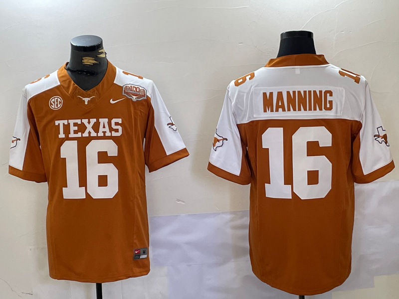 Men's Texas Longhorns Arch Manning #16 Orange Jersey